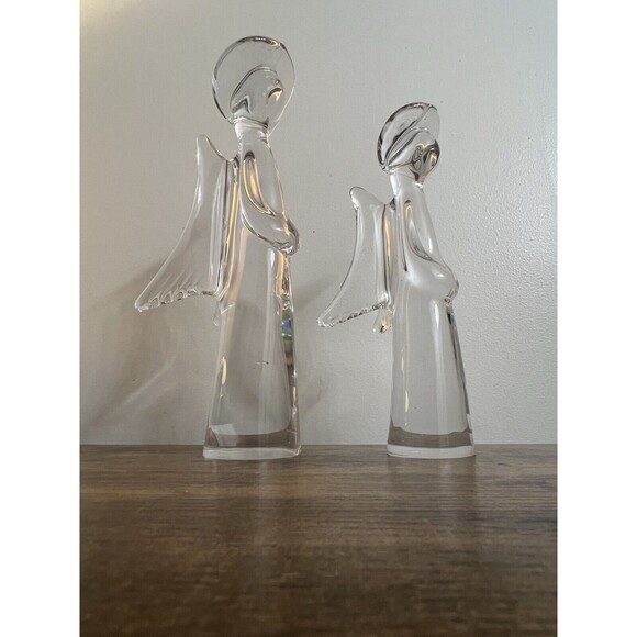 2 Vtg Clear 24% Lead Crystal Glass Angel Figurines  11”  & 9” Japan Christmas - Picture 15 of 16